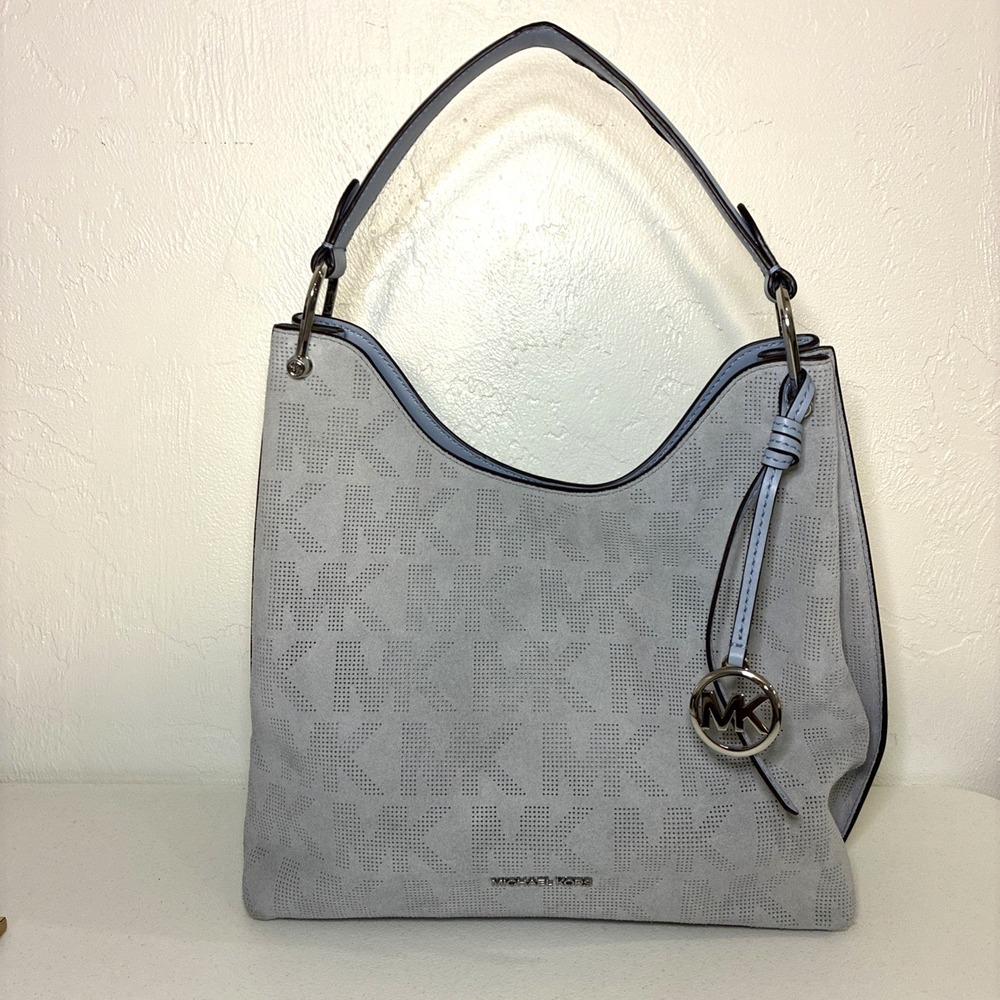 NWD Michael Kors JOAN Large Slouchy Shoulder Bag Purse Leather Pale Blue
